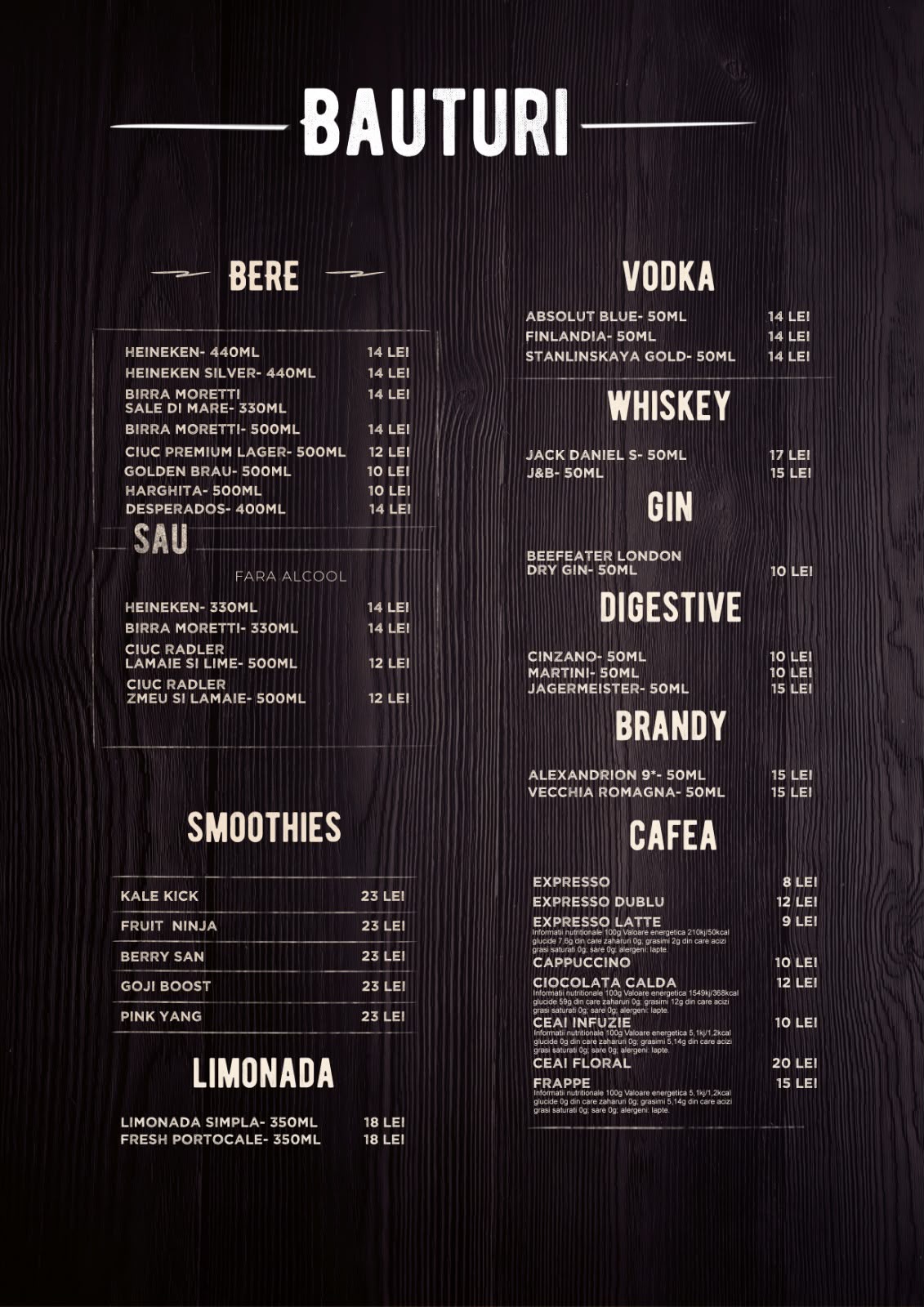 Bere, vin, cafea si spirtoase Pizzeria La Nicola Pascani