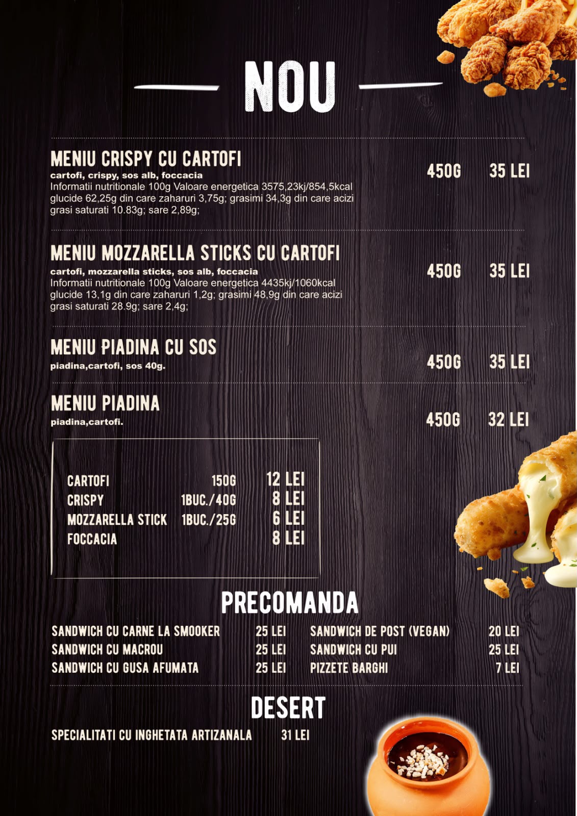 Meniuri crispy, precomanda si desert Pizzeria La Nicola Pascani